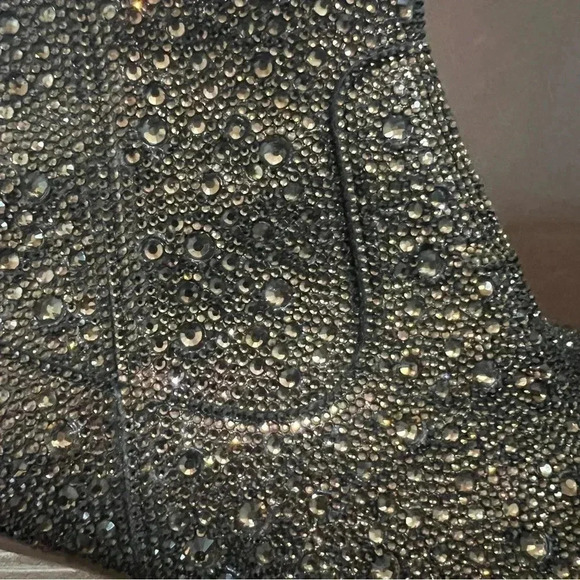 Betsy Johnson Chocolate Brown Rhinestone Boots - Picture 4 of 9